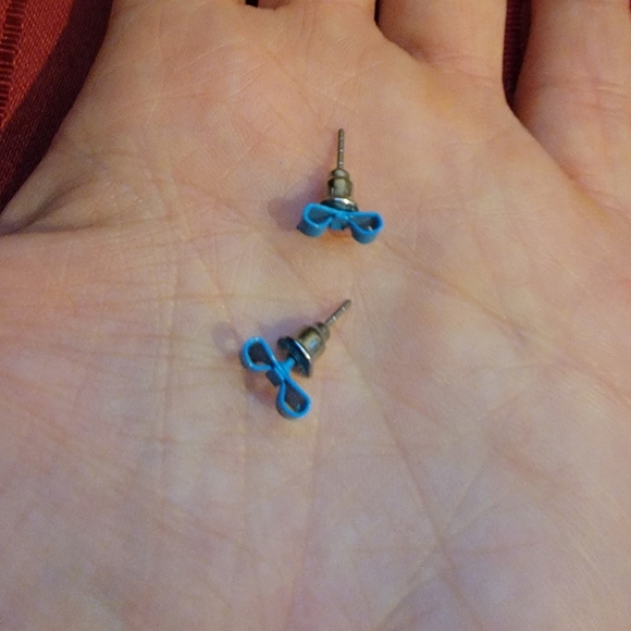 Blue Bow earrings - Picture 4 of 7